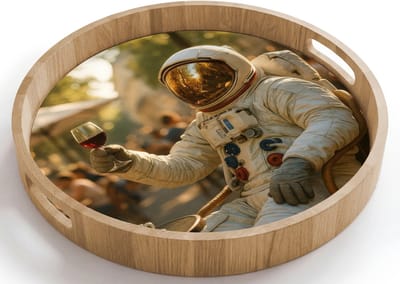 Dienblad rond 40x40 cm - Schootdienblad hout - Wijn - Rood - Terras - Koffie - Borrelplank rechthoek - Plateau houten dienbladen