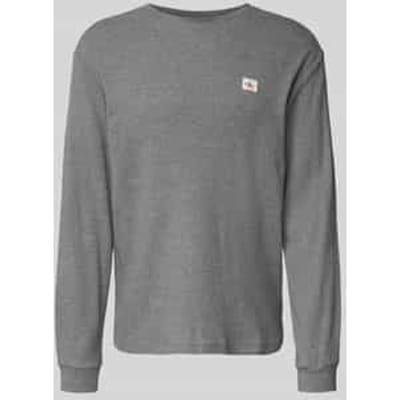 Slim fit shirt met lange mouwen en logopatch, model 'Waffle'