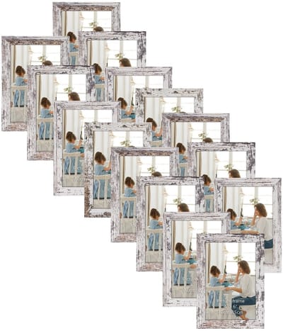Dailygoods- Fotolijst Set van 15 - Fotolijst 10x15 cm - Vintage Witte Fotolijsten - Decoratie voor Kamer - Hoogwaardige Materialen - Schokbestendig - Foto Lijst