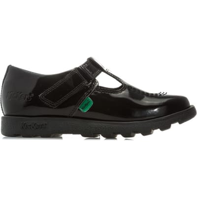 Girl's Kickers Children Fragma T-Bar Patent Shoes in Black