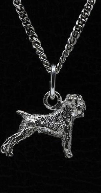 Zilveren Brusselse smoushondje ketting hanger - klein