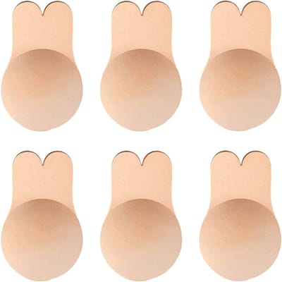 Daity Zelfklevende BH L – Herbruikbare Strapless Push-Up Siliconen BH – Onzichtbare Tepelcovers – Beige – 3 Paar – Comfortabele Plak BH voor Avondjurken en Rugloze Kleding