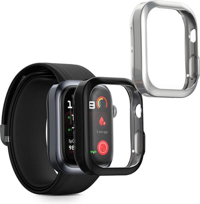 kwmobile 2x smartwatch hoes geschikt voor Huawei Watch D2 hoesje - Siliconen sporthorloge cover - Activity tracker case in zwart / zilver