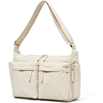 Casual Nylon Schoudertas voor Dames Grote Capaciteit Computertas Reizen Heren Multi-pocket Sport Messenger Bag Tote Handtassen beige