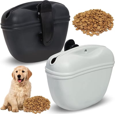 Honden Traktatie Zakjes - 2 Stuks Silicone Honden Snack Pouch met Magnetische Sluiting en Heupclip voor Training en Wandelen met je Hond, Zwart