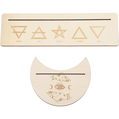 2 Stuks Houten Tarot Kaart Standhouder Stabiele Maanvorm en Rechthoekige Houten Tarot Kaart Display