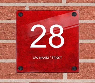 Naambordje voordeur plexiglas 20x20x0,5 cm met mat zwart afstanhouder model 1123 - Huisnummerbordje, naambordjes, naambordje huis, naamplaatjes, huisnummer bordje, originele naambordjes voordeur, huisnummerbord met naam, originele huisnummer bord
