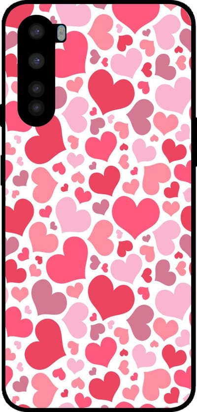 Smartphonica Telefoonhoesje Geschikt voor OnePlus Nord met Hartjes Print - Hearts Design TPU Backcover Case - Kinder Hoesje met Hartjes Design geschikt voor OnePlus Nord