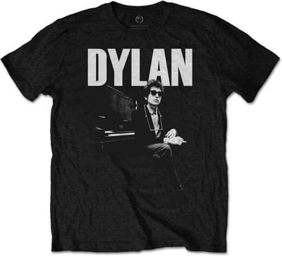 Bob Dylan - At Piano Heren T-shirt - M - Zwart