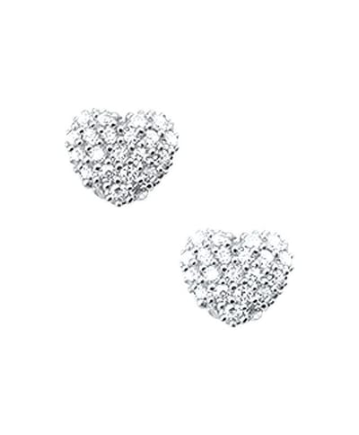 The Jewelry Collection Oorknoppen Hart Zirkonia - Zilver Gerhodineerd