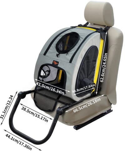 Sensova - 2-in-1 Hond Kinderwagen & Autostoel - Opvouwbare Huisdierdrager - Reiswandelwagen voor Kleine Honden en Katten - 20 kg Capaciteit - Hondenbuggy - Kattenbuggy - Huisdieren Wandelwagen