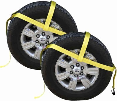 Verstelbare Sleepband voor Auto Dolly - Gele Riem met Platte Haak en 6,5 cm Bovenste Riem - Geschikt voor 3,5 kg Werkbelasting - Set van 2 Stuks