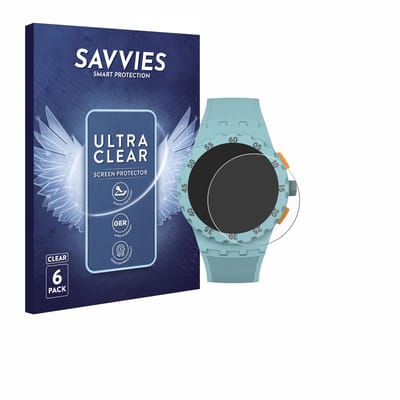 Savvies - Screenprotector voor Swatch New Chrono Plastic SUSL401 - Folie Beschermfolie transparant 6 Stuks