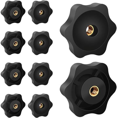 M5 Moeren Set van 10, Knurled Schroeven met Buiten Diameter 32 mm, Geschikt voor Machines, Fitness Apparatuur en Meubels