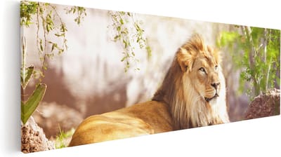 Artaza Canvas Schilderij Leeuwenkop - 60x20 cm - Muurdecoratie Dierenkop - Wanddecoratie Woonkamer - Kamer Accessoires