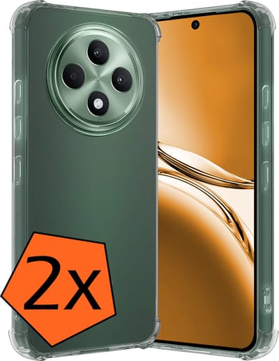 Hoes - 2 Stuks - Geschikt voor Oppo Reno 12 F - Sterk & Shockproof - Siliconen Case - Back Cover - Telefoon Hoesje Shock Proof - Transparant