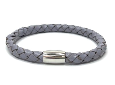 NIEUW! Jolla - dames armband - magneet - staal - gevlochten vintage leer - Single Summer Steel - Lila