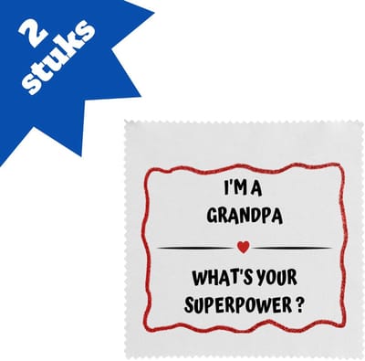 Akyol - i'm a grandpa what's your superpower? brillendoekjes - Opa - opa met superkracht - verjaardag - cadeautje voor opa - opa artikelen - kado - geschenk - 17,8 bij 17,8 cm - 2 stuks