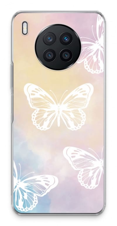 Case Company® - Hoesje geschikt voor Huawei Nova 8i hoesje - White butterfly - Soft Cover Telefoonhoesje - Bescherming aan alle Kanten en Schermrand