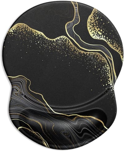 Dailygoods- Muismat Ergonomisch - Muismat met Polssteun - Gaming Muismat - Antislip Basis - Zwart Goud Marmer - Comfortabel Ontwerp - Gaming Mouse Pad
