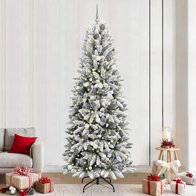 vidaXL Kunstkerstboom Wit 240 cm PVC en Plastic en Staal en PE
