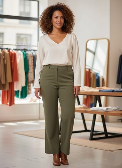 YEST CURVE Gaelle Bottoms - Army Green - maat WX-0(44) / L30