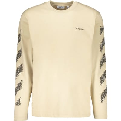 Off White Heren Crew Neck Regular T-shirt (Bruin/zwart)