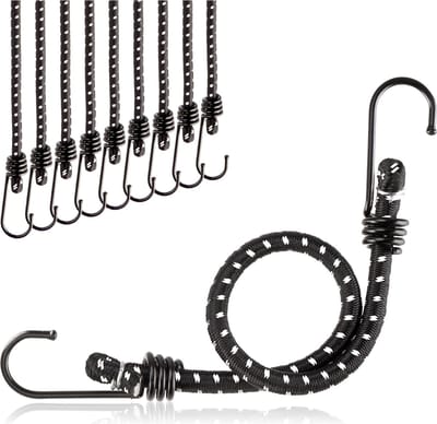 Elastische Spanbanden - Bagagekoorden Expander - Lading Zekeren - Reflecterende Strepen - 10 stuks - Zwart