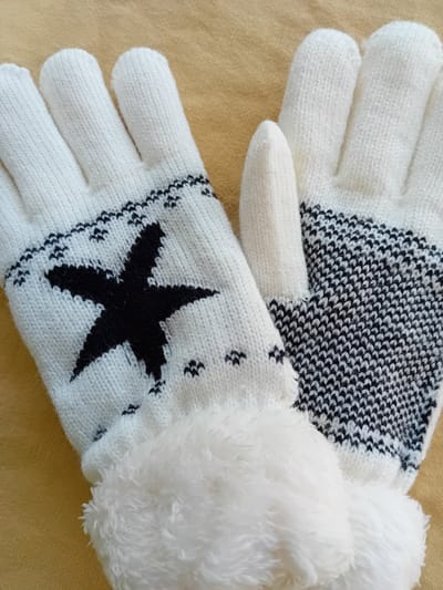 Warme Handschoenen - Beige met ster - S