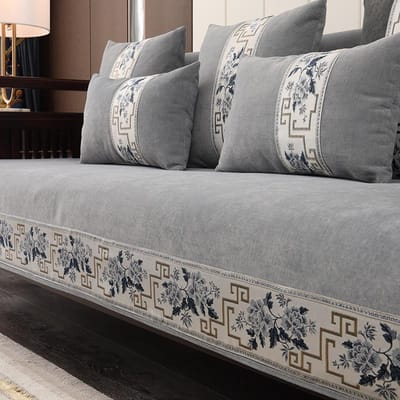 Antislip Verdikken Chenille Bankhoes Handdoek Slipcover Zitvlak Europese Bankhoes Sofa Beschermhanddoek voor Woonkamer Decoratie Grijs 30x50cm pillowcase