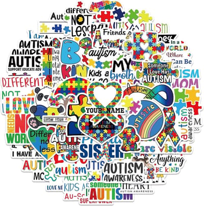 Autisme Stickers - 50 stuks - 5x6CM - Autism Awereness/Bewustwording