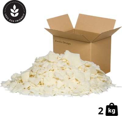 ZoeZo Kaarsenwas 2 kg - Sojawas - Soy Wax - Container was - Vlokken - Wax melts - Zelf kaarsen maken