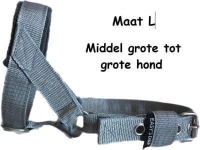 Hoofdhalster hond - Anti trek - Licht grijs - Maat L - Gevoerd - Antitrek hoofdhalster hond - Halster hond - Anti trek hond