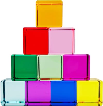 Kleurrijke Regenboog Acryl Bouwblokken - Educatief Stapel Speelgoed voor Kinderen vanaf 3 Jaar, Creatieve Gemstone Dobbelstenen, Lichtgewicht Constructiespeelgoed