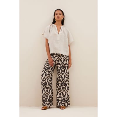 By-Bar Benji Brown Batik Pants Brown Batik Size: S | Wide-Leg & Flared Pants Outlet | Dames | Zwart