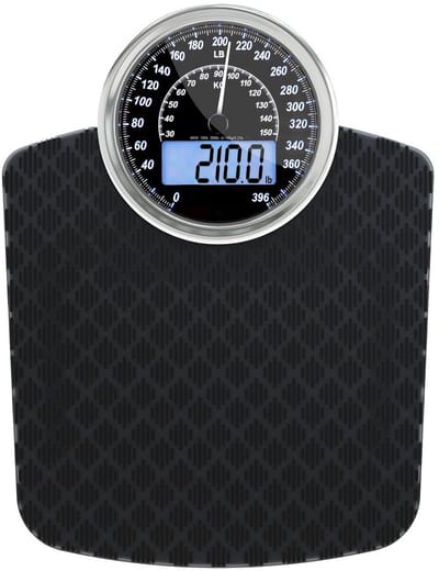 Adamson Personenweegschaal Hybride + 2-in-1 Digitaal en Analoog - Tot 180 kg - Dik gehard glas - Groot scherm - Gemakkelijk afleesbaar + NIEUW + Black Diamond