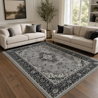 Muratap Nain klassiek vintage oosters vloerkleed medaillon zilver- 160x230 cm
