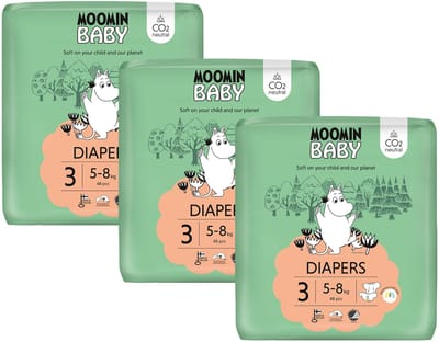 Muumi Baby Eco Luiers - Maat 3 - 5-8 kg - 126 stuks - Parfumvrij - Voor de gevoelige huid - Anti-allergisch