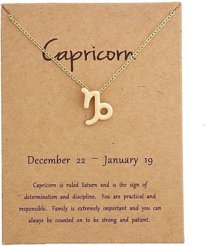 Bixorp Stars Steenbok / Capricorn Ketting - Goudkleurige Ketting op Cadeau Kaartje - Sterrenbeeld / Zodiac Hanger