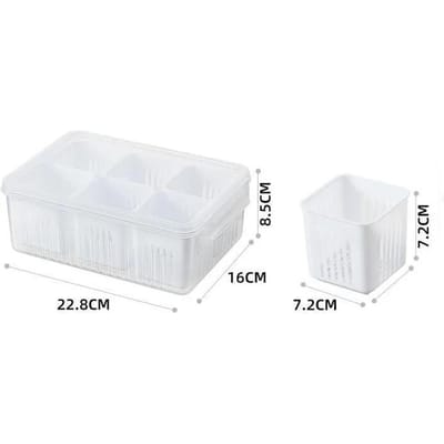 Koelkast Opbergdoos 4/6 Raster Voedsel Groente Fruit Opbergdoos Koelkast Organizer Afvoermand Vlees Ui Gember Helder Scherper white