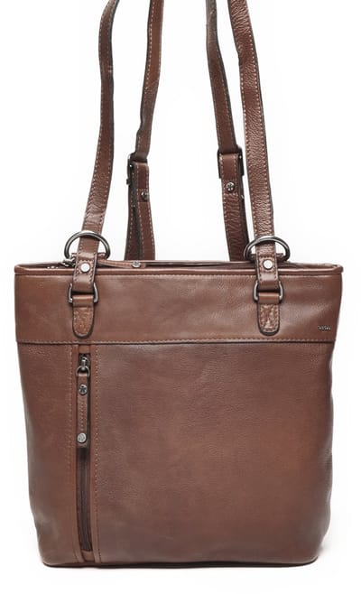 Berba | Lucca | 2 in 1 rugzak en schoudertas | Rugzak | Schoudertas | 10 Liter | Dames | Donkerbruin | Leer