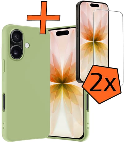 Hoes - Met 2x Screenprotector - Geschikt voor Apple iPhone 17 - Sterk & Shockproof - Back Cover - Siliconen Case - Telefoon Hoes - Groen