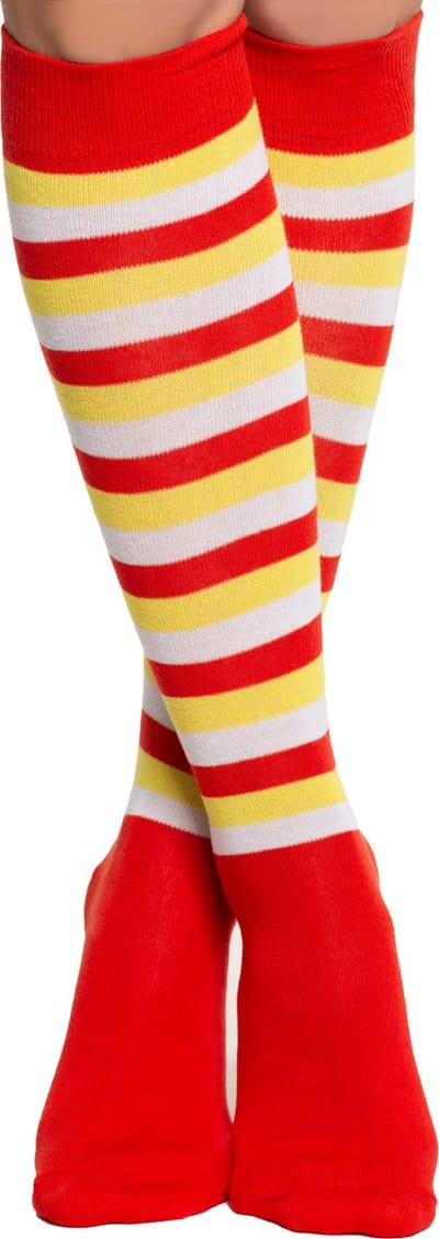 Partychimp Kniekousen Dames Carnaval Carnavalskleding Dames Carnaval Accessoires Verkleedkleren Volwassenen - Rood/Wit/Geel- Katoen/Polyamide/Elastaan - One-Size