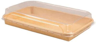 50x Sushi tray karton + deksel 240mm x 150mm x 25mm Kraft - food dinner vis themafeest party