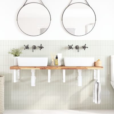 vidaXL - Badkamer - wandschap - staal - en - massief - acaciahout