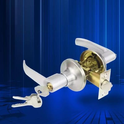 Kit de serrure de poignée de porte en alliage d'aluminium avec barre de sécurité, loquet à pêne dormant et clés pour porte de salle de bain, maison, épaisseur de porte 45‑65 mm gray