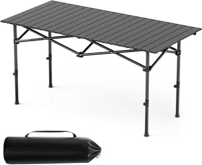 Klaptafel Buiten - Campingtafel Opvouwbaar - Picknick en Kamperen - In Hoogte Verstelbaar - 120 x 55 x 80 cm