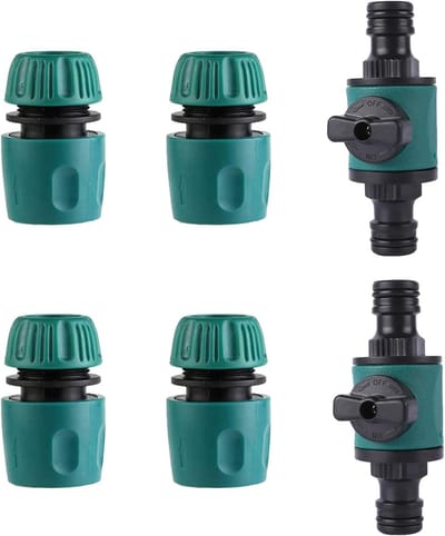 tuinslangverbinding slangkoppeling met regelklep tuinslang afsluitkraan waterslang verbinder voor 1/2 inch slang - 6 stuks 2 x ¾-inch messing waterkraan
