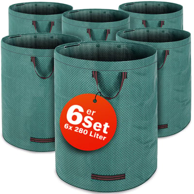 GARDEBRUK Tuinafvalzak Set van 6 - Pop Up 77x67cm 50Kg 280L - Groen