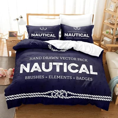 Ensembles de literie Ancre de bateau Style marin Couette Couvre-lit Couette Housse de couette Taie d'oreiller Ensembles 2-3 pièces Décoration de chambre EU Single 135x200cm